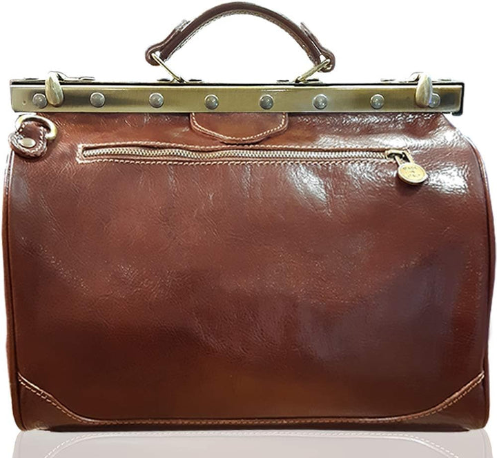 Leder Arzttasche Doktortasche Hebammentasche, Marrone (ML)