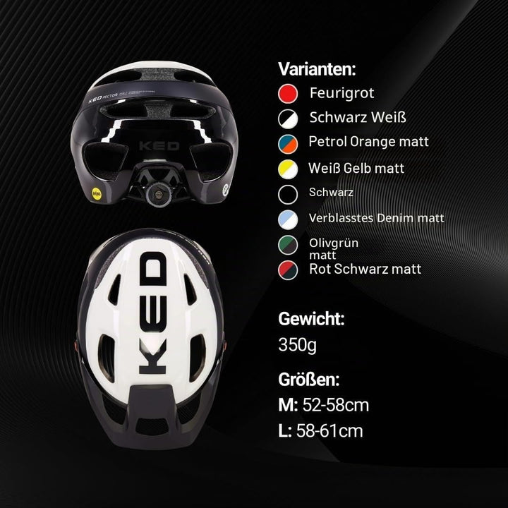 KED Pector ME1 MTB Fahrrad Helm schwarz/weiss 2023 L (58-61 cm), L (58-61 cm)