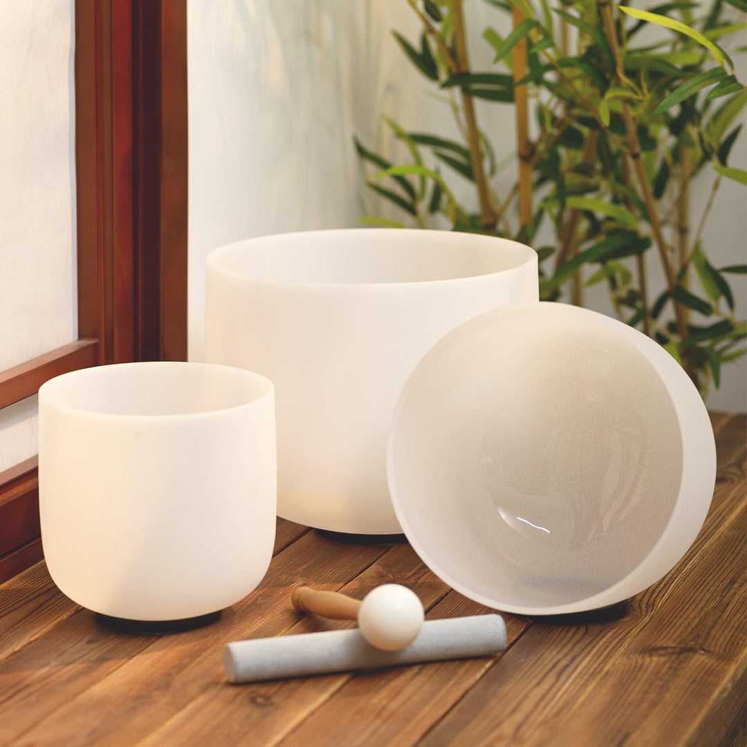 Hye-eun Kristall-Klangschalen, 432 Hz Klangschale 3er Set, 10zoll C, 8zoll F, 6zoll A,Meditations-Yo