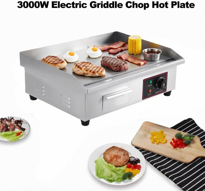Elektrische Grillplatte, professionell, 3 kW, Tischgrill, multifunktional, Innengrill aus Edelstahl