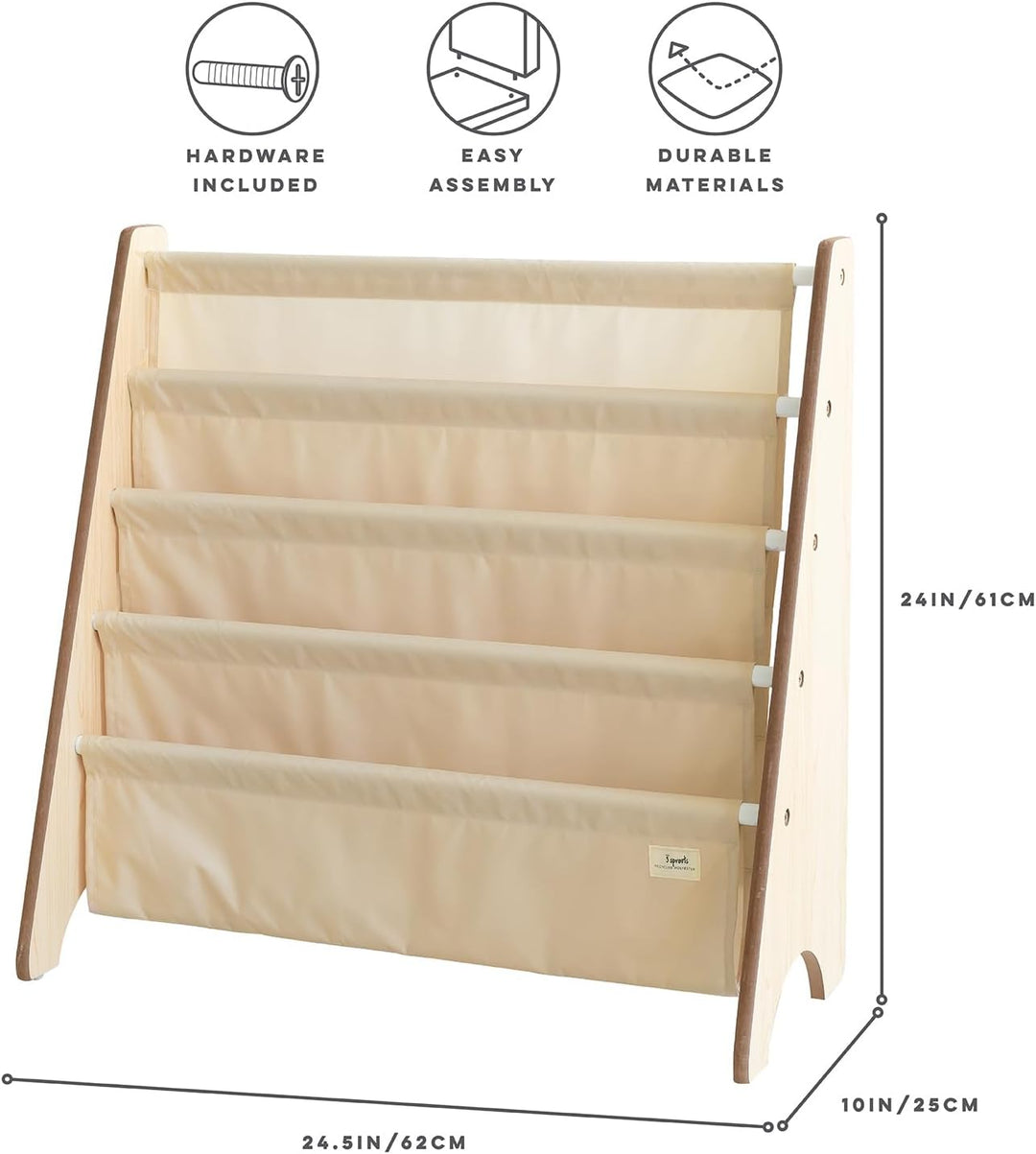3 Sprouts Kinder Bücherregal aus Holz – Montessori Regal für Kinderzimmer - Beige, Beige