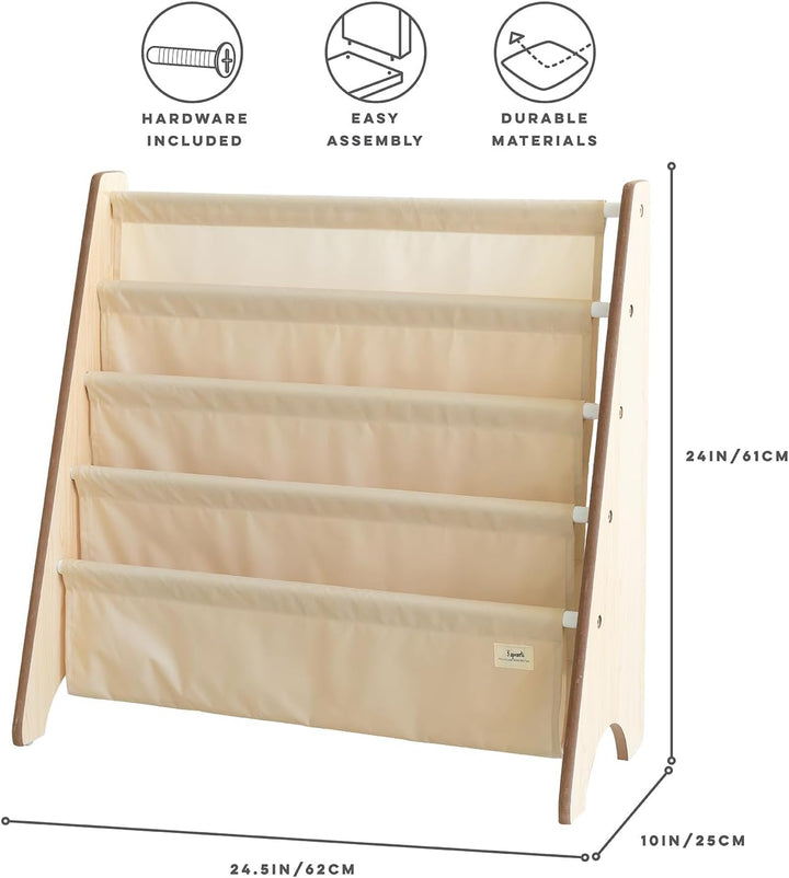 3 Sprouts Kinder Bücherregal aus Holz – Montessori Regal für Kinderzimmer - Beige, Beige