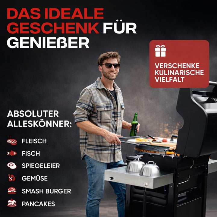 Burger Smasher,Smash Burger Set 5TLG. aus Edelstahl,Smash Burgerpresse, Burgerglocke,Plancha zubehör