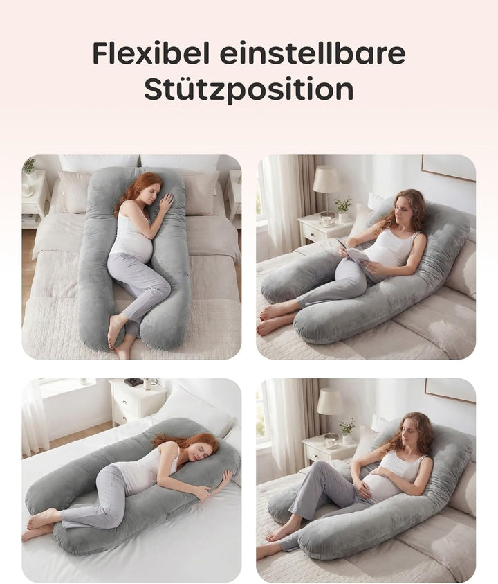 Nuliie Schwangerschaftskissen & Seitenschläferkissen U-Form mit waschbarem Bezug, Super-bequemes Kom