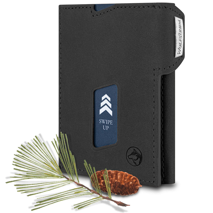Wolfstrøm Slim Wallet mit Münzfach 'Ludvig' I 7+1 Karten Mini Geldbörse Herren klein, RFID Blocker I