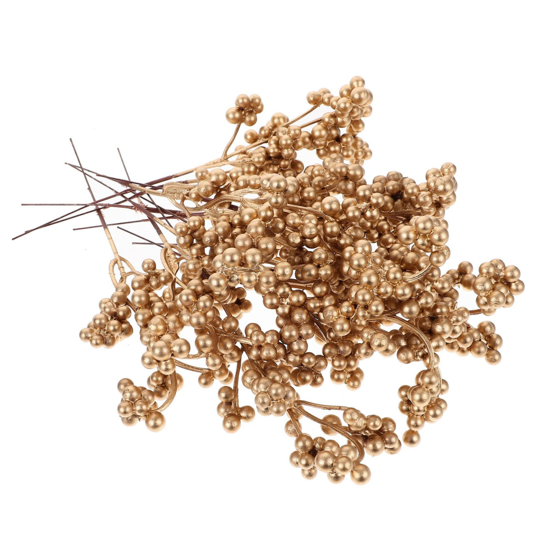 TOYANDONA 12er-Pack Weihnachtsbeeren- Künstliche Beerenzweige Goldfarben Weihnachtsbaum-Ornament Hei