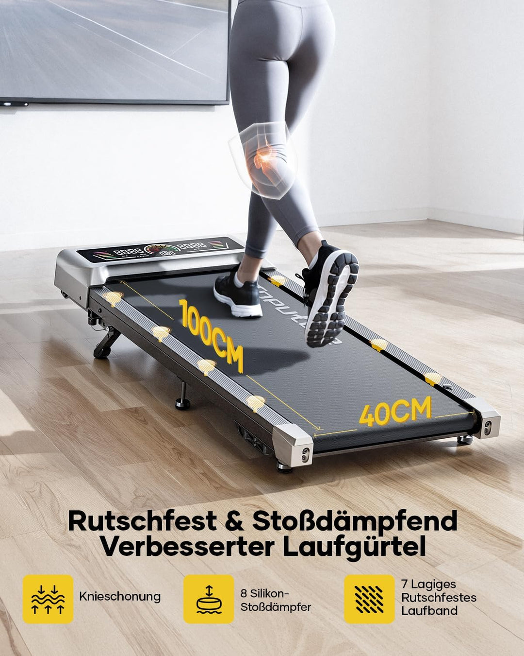 Laufband für Zuhause mit 10% Neigung, 1-10km/h unter den Schreibtisch Walking pad, 3.0HP Leiser Moto