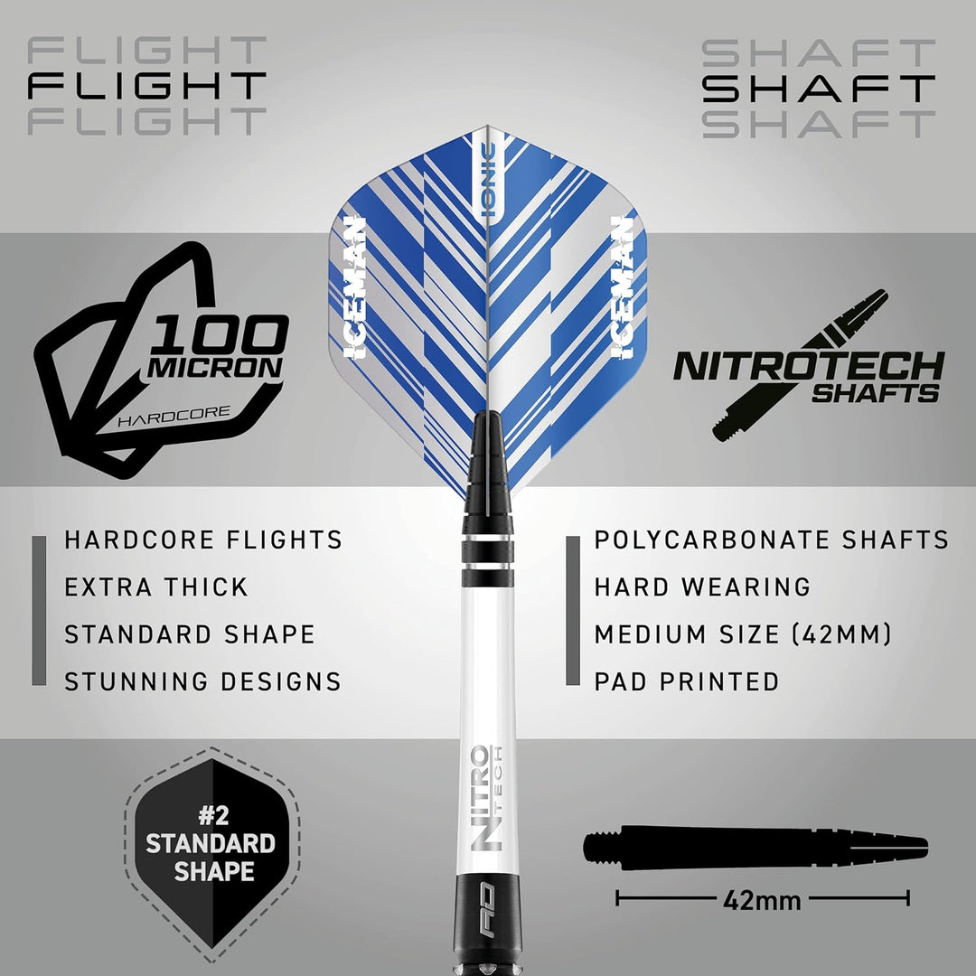 RED DRAGON Gerwyn Price Blue Ice SE - Tungsten Professional Darts Set with Flights and Nitrotech Sha