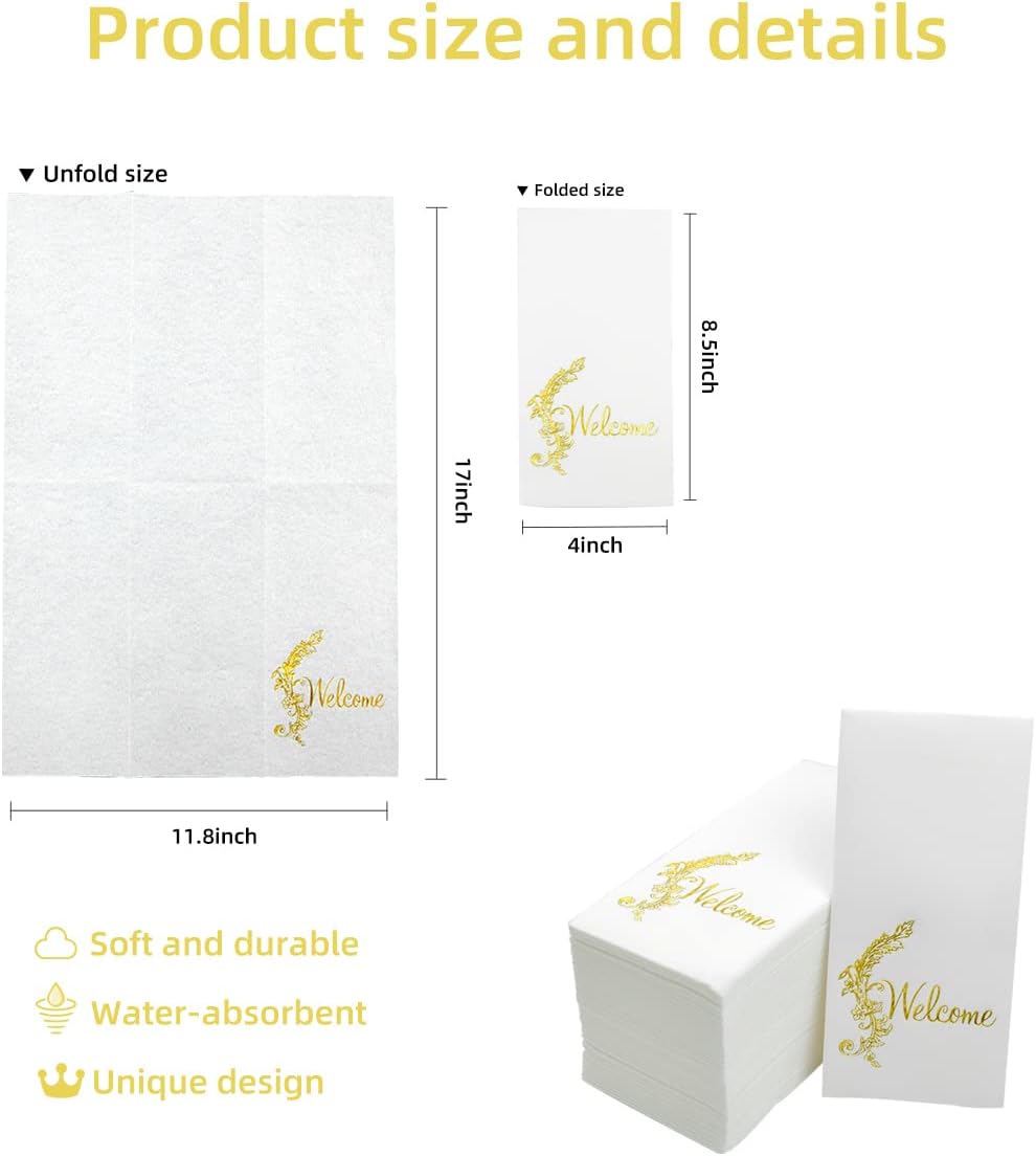 LEKOCH 100 PCS Weisse Einweg Letter Servietten Air Laid Stoffähnlich Hochzeit Servietten Premium QUA
