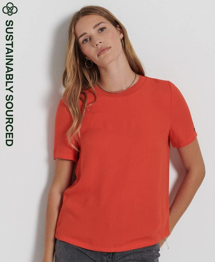 Superdry Damen Studios Woven S/S Top Shirt S Pureed Pumpkin, S Pureed Pumpkin