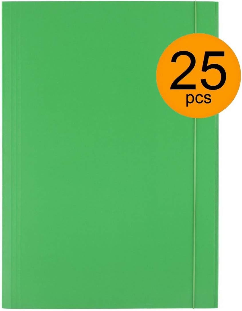 D.RECT 25 Stück Sammelmappe aus Karton | Postmappe mit Gummiband | 300g Grün Grün 25 Stück, Grün 25