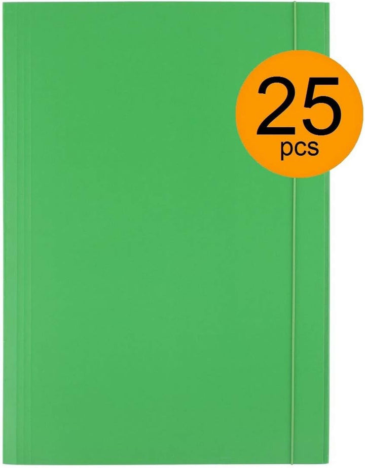 D.RECT 25 Stück Sammelmappe aus Karton | Postmappe mit Gummiband | 300g Grün Grün 25 Stück, Grün 25