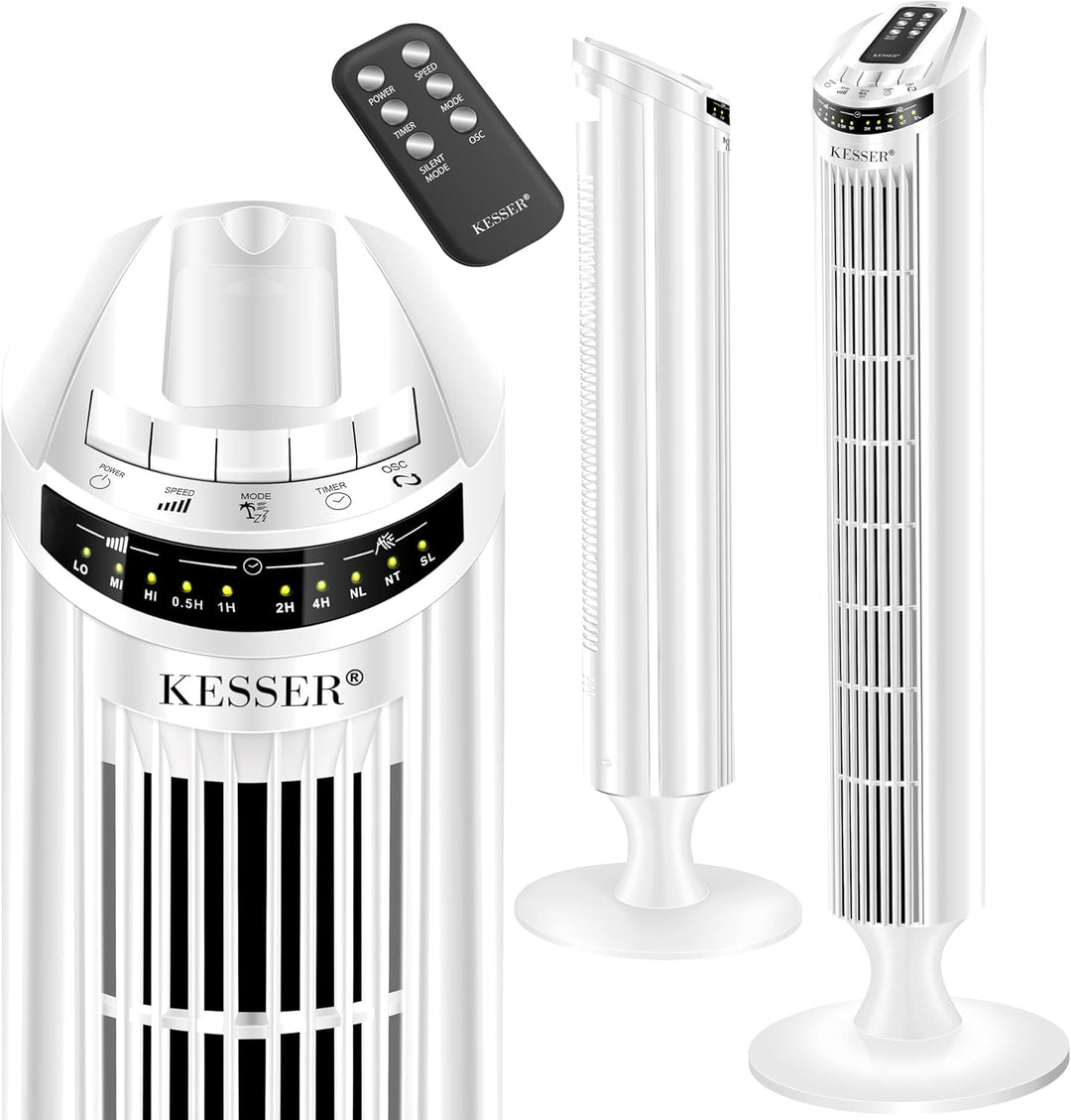 KESSER® Turmventilator mit Fernbedienung | 90° Oszillationswinkel | 3 Stufen | 90 cm |+ Timerfunktio