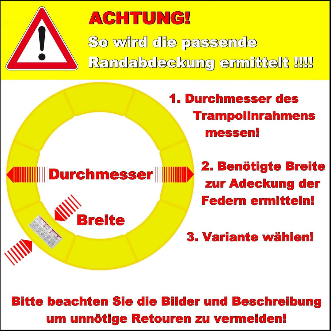 Baunsal® Trampolin Randabdeckung Ø 183 244 250 275 300 305 335 366 370 396 400 427 430 457 460 487 4