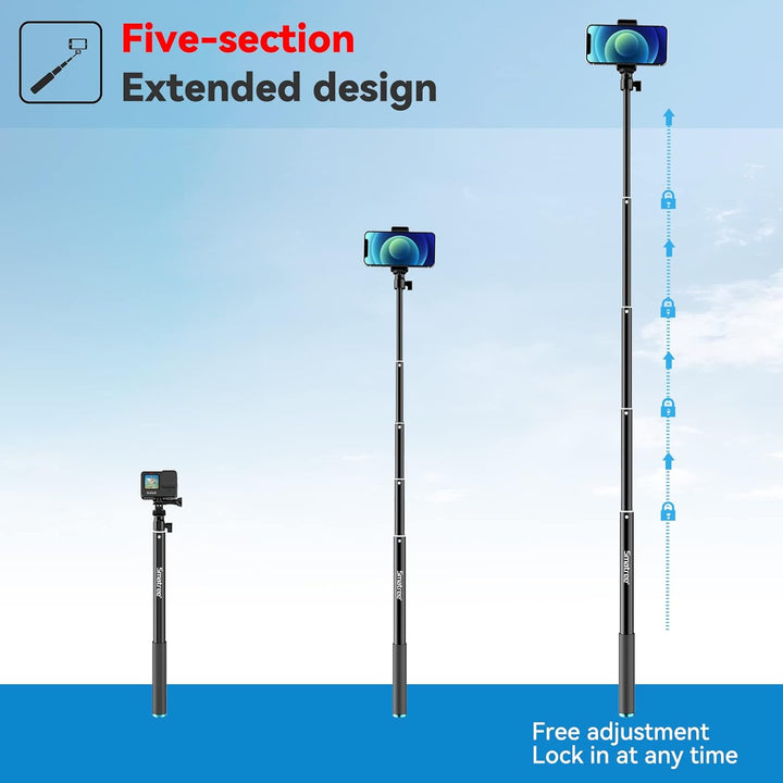 Smatree 70inch(178cm) Aluminiumlegierung ausziehbarer Selfie Stick, Teleskopstange Einbeinstativ für
