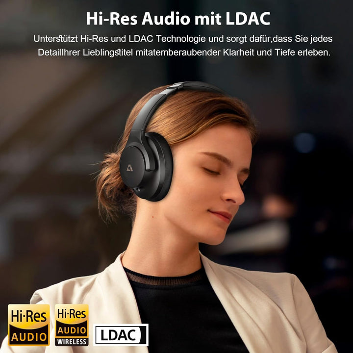 1Mii Over Ear Kopfhörer kabelloser Bluetooth, LDAC Hi-Res Audio, Hybrid Active Noise Cancelling Kopf