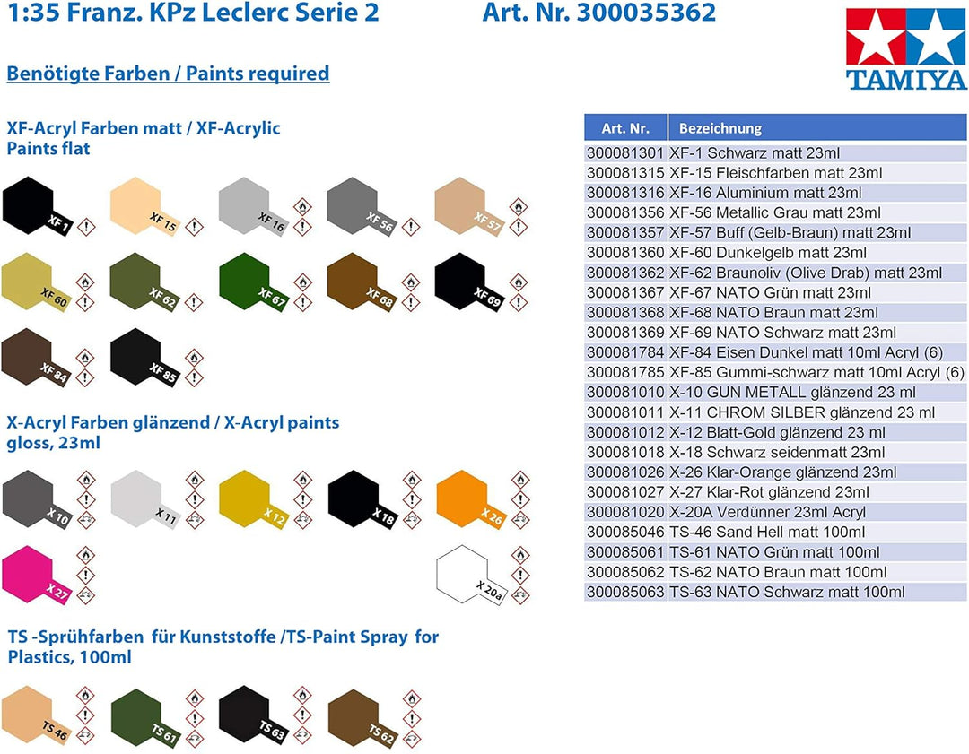 TAMIYA 35362 - 1:35 Französische KPz Leclerc Serie 2, Modellbau, Plastik Bausatz, Hobby, Basteln, Kl
