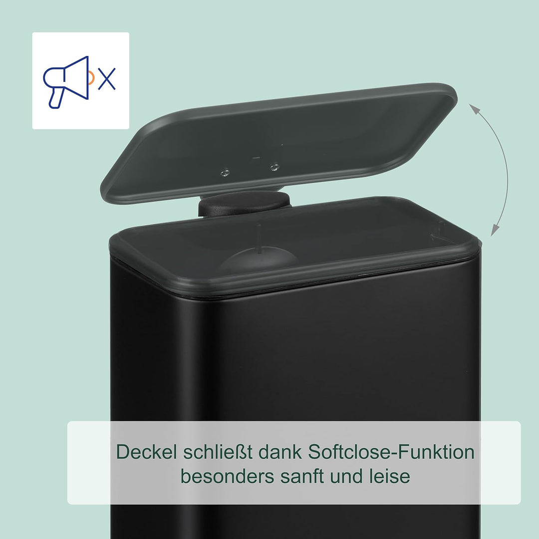 Relaxdays Mülleimer Bad, 5 l, Kosmetikeimer mit Soft-Close, matte Optik, entnehmbarer Inneneimer, Tr