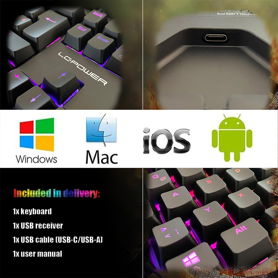 LC-POWER Mechanische Gaming-Tastatur mit TKL-Layout und RGB-Beleuchtung, LC-KEY-MECH-2-RGB-C-W