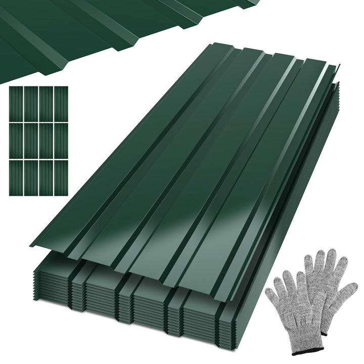 Trapezblech Dachplatten 12 Stück, 115 × 45 cm Dachblech Set aus Stahlblech, ca. 6 m², Wellblech Prof
