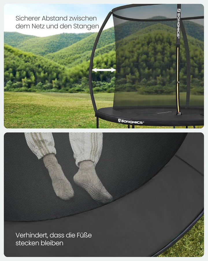 SONGMICS Trampolin Outdoor Ø 244/305/366/427 cm, rundes Gartentrampolin Kindertrampolin mit Sicherhe