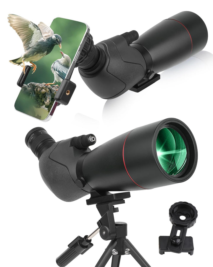 25-75x70 HD Spektiv Sportschützen mit Stativ- und Smartphone-Adapter, Zoom Bak4 Prism FMC Lens 45-Gr
