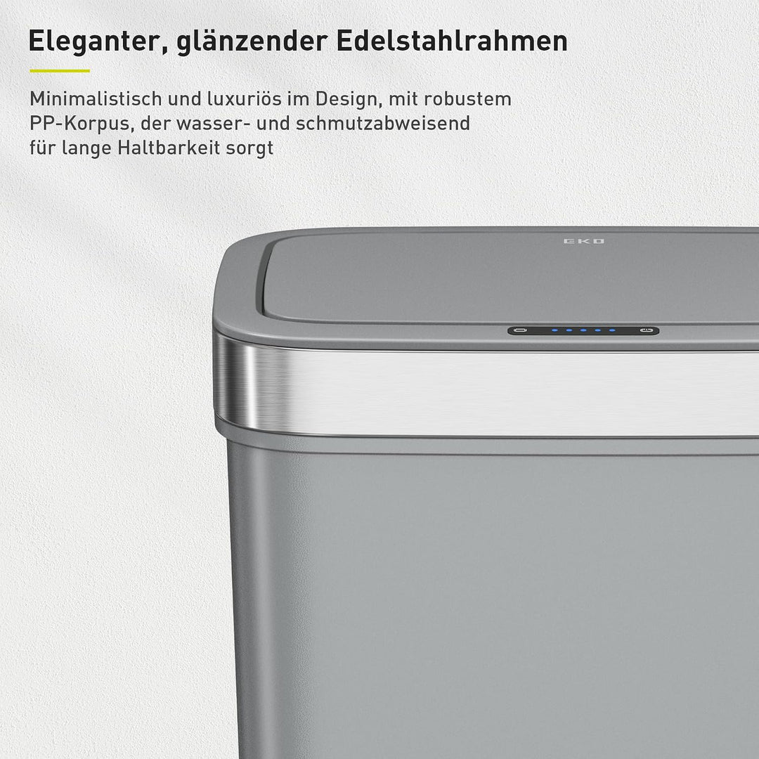 EKO Hana Deluxe 50L Mülleimer mit Sensor, Automatischer Mülleimer Küche, rechteckiger Bewegungssenso