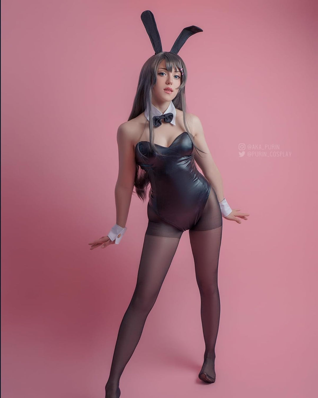Bunny Kostüm Frauen Sakurajima Mai Cosplay Kostüm Anime Senpai Bunny Suit mit Ohren,Erwachsene Schwa