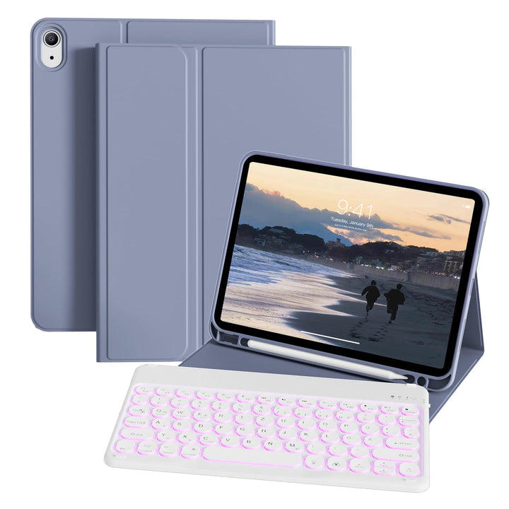 ZOPSGYU Hülle mit Tastatur für iPad A16 11. /10. Generation (2025/2022, 11/10,9 Zoll), Farben Beleuc