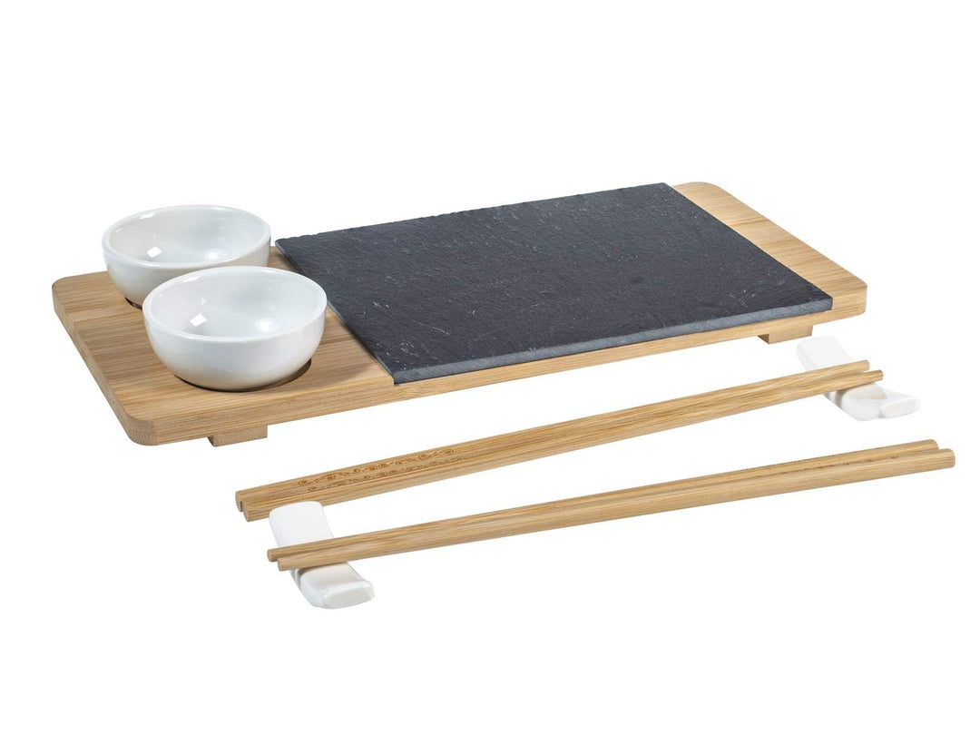 H&H 50489 Sushi Schiefer und Bambus, 14 x 30 cm, 10 Stück