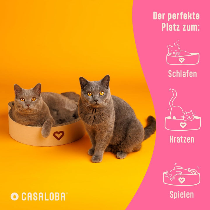 CASALOBA Katzenkorb zum Schlafen, Kratzen und Spielen | Langlebiges Katzen Kratzbrett aus erstklassi