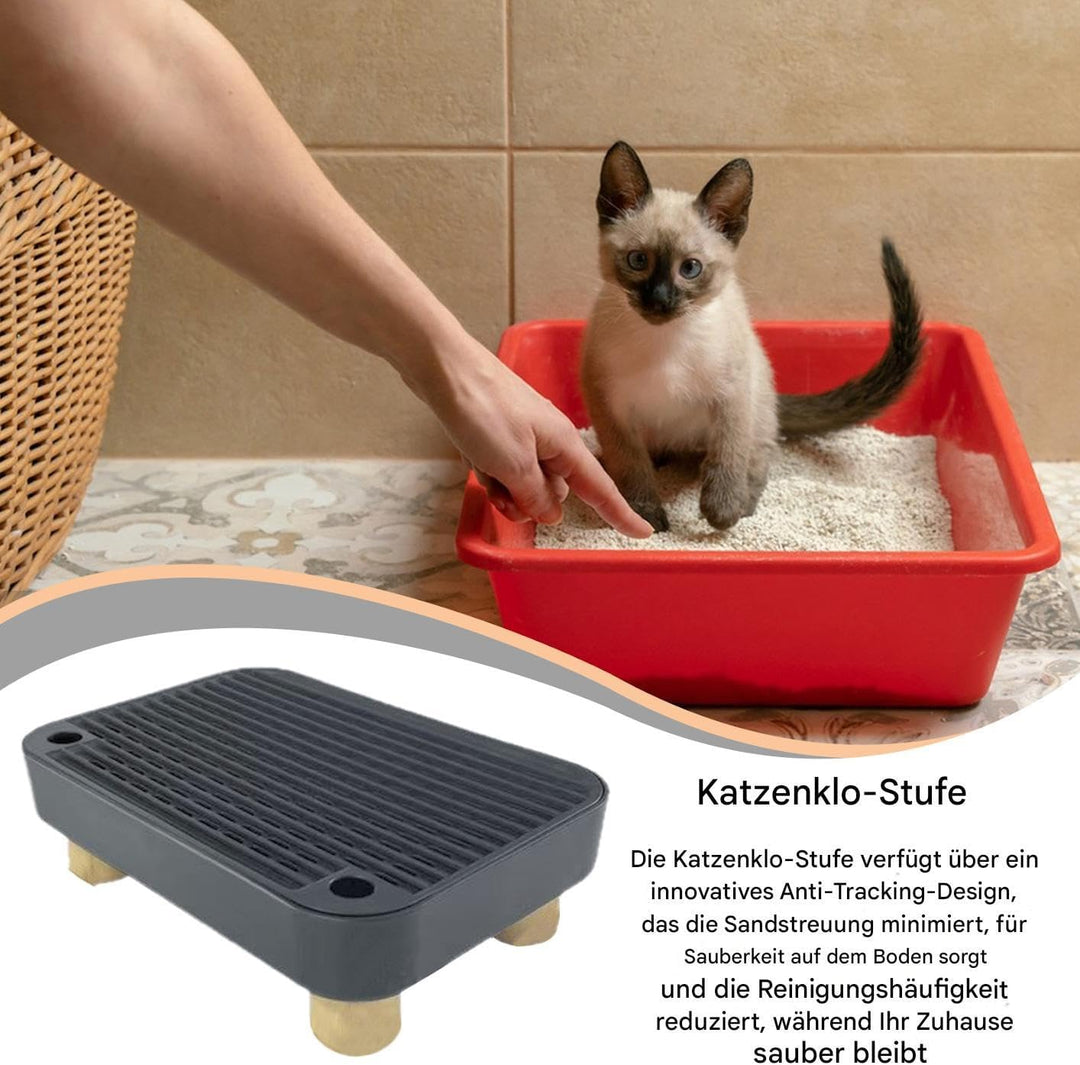 Katzenstreu Box Stufe,Stufe Für Ältere Katzen Mit Filterfunktion - rutschfeste Kätzchen Katzenklo Ma