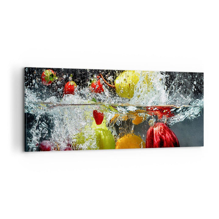 Wandbilder Dekoration Wohnzimmer Früchte Wasser Spritzer Essen Panorama Bilder auf Leinwand 120x50cm