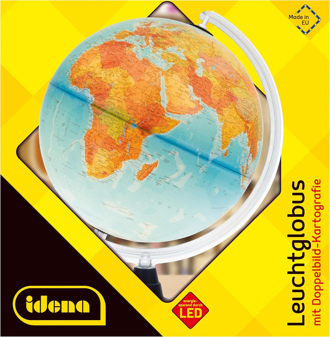 Idena 569902 - Leuchtglobus mit LED Beleuchtung und Ein- und Ausschalter, Durchmesser ca. 30 cm, phy