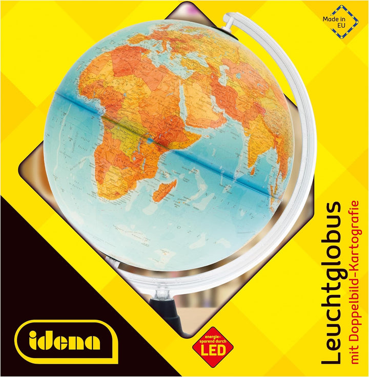 Idena 569902 - Leuchtglobus mit LED Beleuchtung und Ein- und Ausschalter, Durchmesser ca. 30 cm, phy
