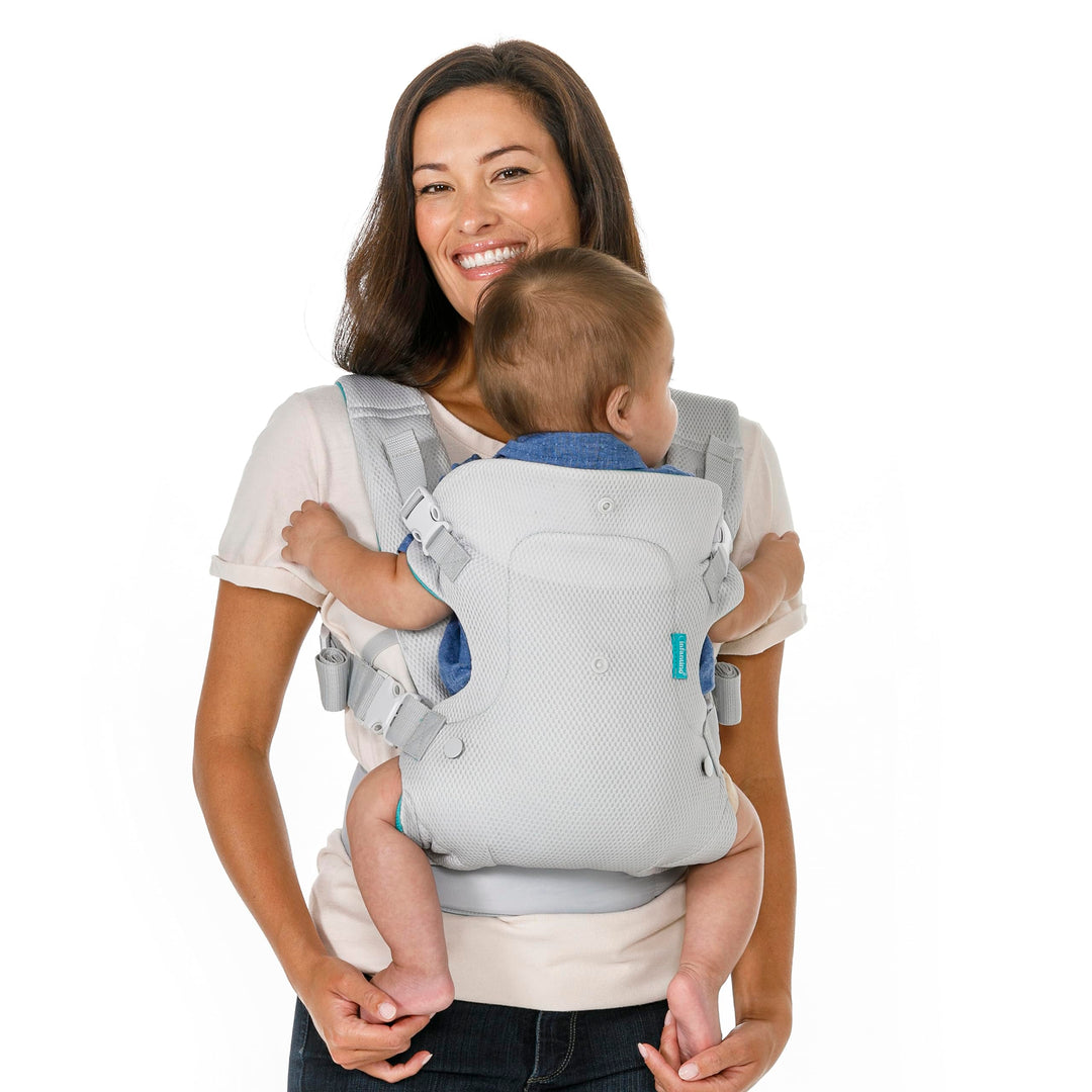 Atmungsaktive, leichte und luftige 4-in-1-Flip-Trage von Infantino mit verstellbarem Hüftgurt und Pl