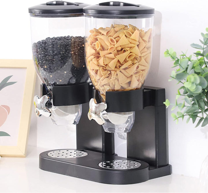 Müslispender doppelt, 2L Lebensmittelspender aus Kunststoff,Cornflakes,Süssigkeiten,Süssigkeiten und