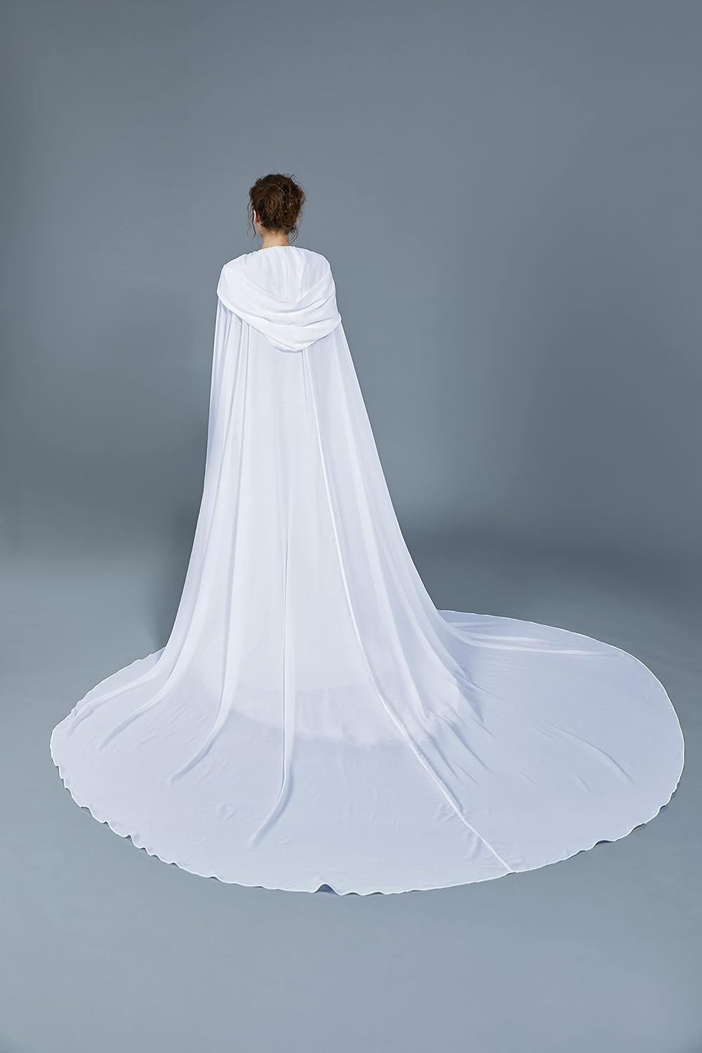 BEAUTELICATE Damen Umhang Chiffon Schal Cape Mantel mit Kapuze Super Langen Weicher Weiss Poncho 280