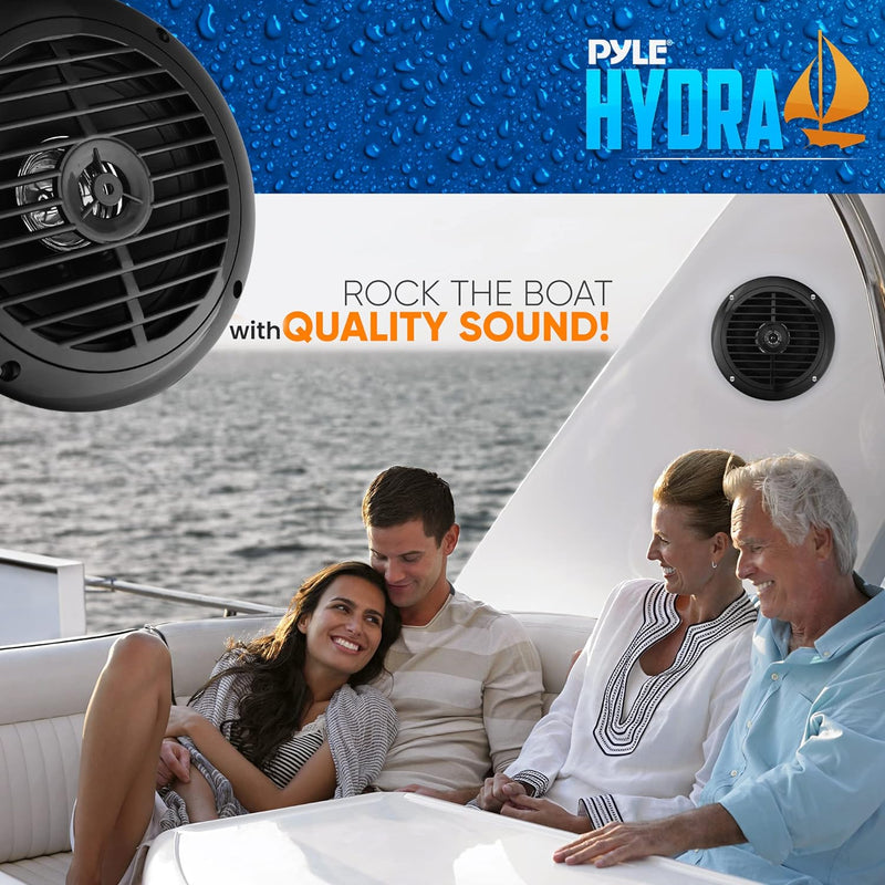 Pyle Wasserdichte Lautsprecher 6 1/2 Zoll Wasserdicht Dual Cone Stereo, Schwarz, PLMR67B, Schwarz