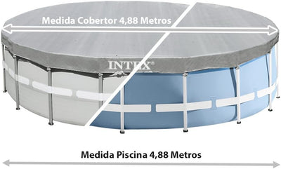 Intex Sicherheitsleiter 28077, für Pools von 132 cm Höhe, grau & Deluxe Pool Cover - Poolabdeckplane