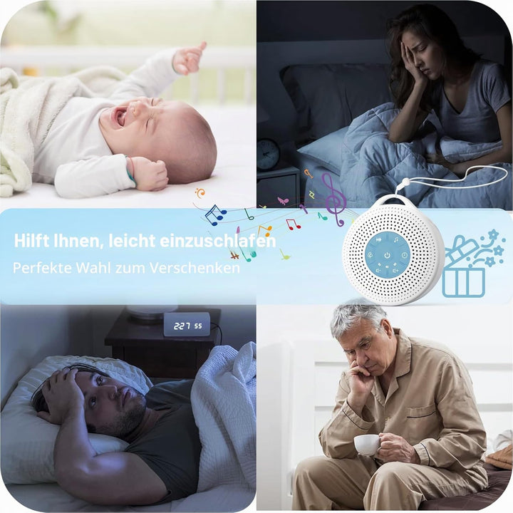 White Noise Machine Baby, Einschlafhilfe Babys mit 2000mAh Akku,Portable Sound Machine for Adults,21