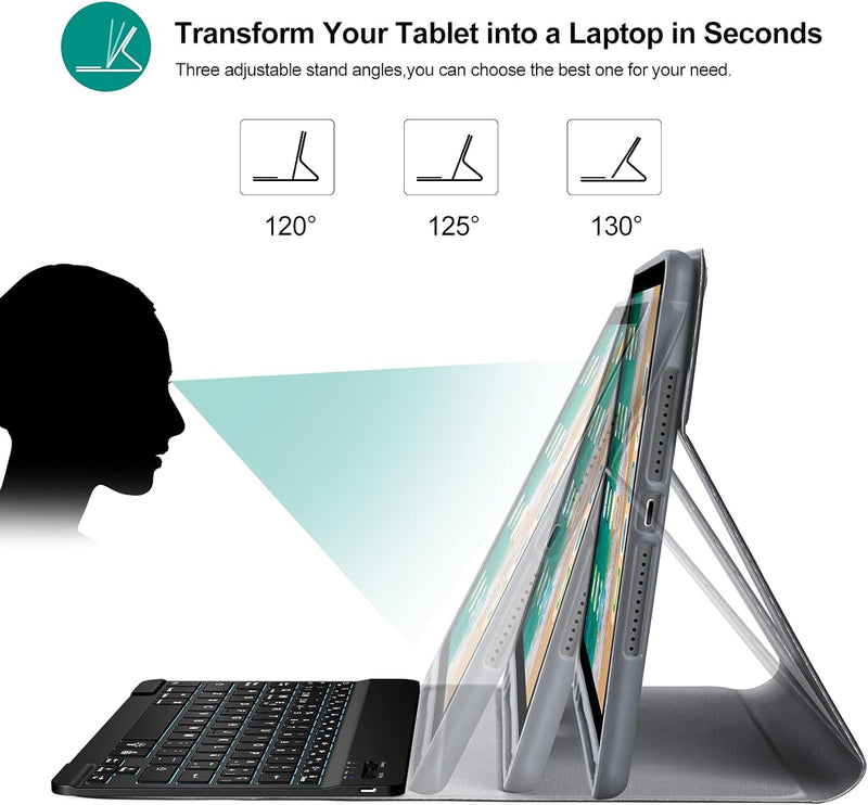 Schutzhülle mit spanischer Tastatur für iPad 10,2 Zoll, 9. Generation 2021/8th Gen 2020/7th Gen 2019