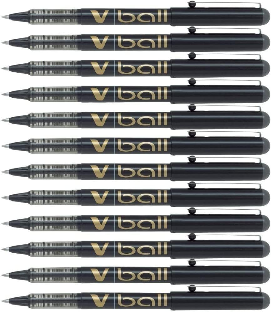 Pilot V-Ball Tintenroller (Flüssigtinte, Spitze 0,7 mm) 12 Stück schwarz