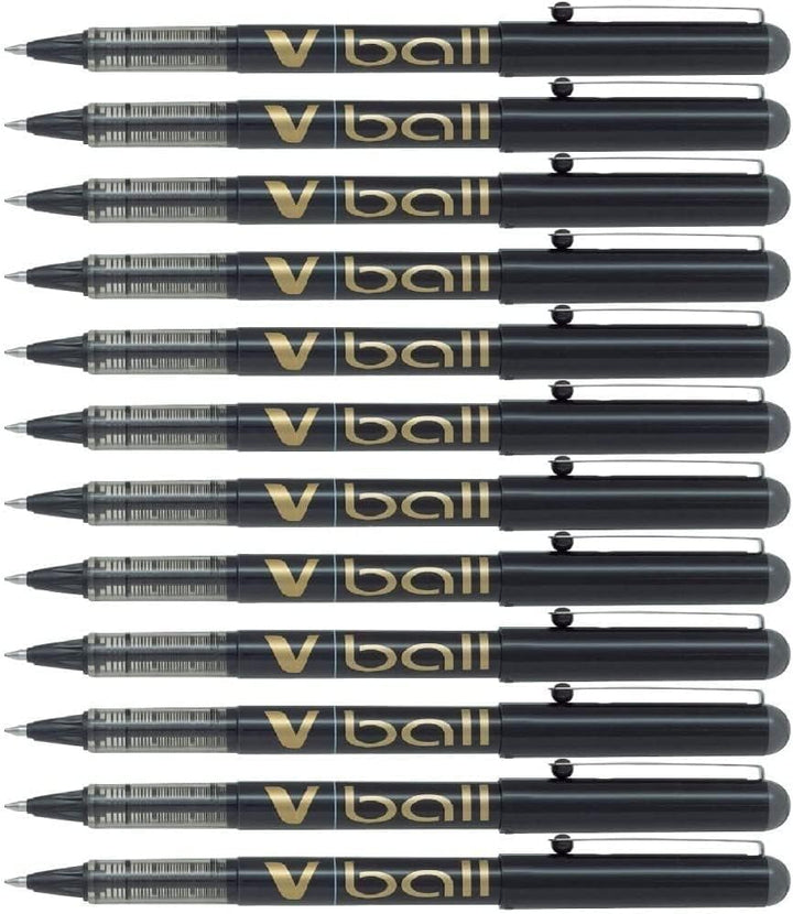 Pilot V-Ball Tintenroller (Flüssigtinte, Spitze 0,7 mm) 12 Stück schwarz