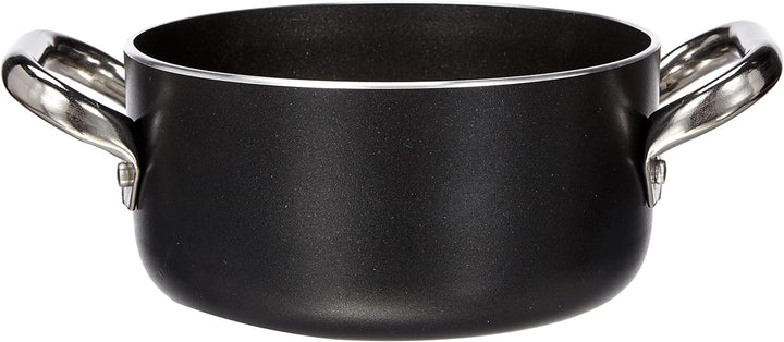 Pentole Agnelli Alblack Hohe Stielkasserolle aus Aluminium, Dicke 3 mm, mit 2 Griffen aus Edelstahl