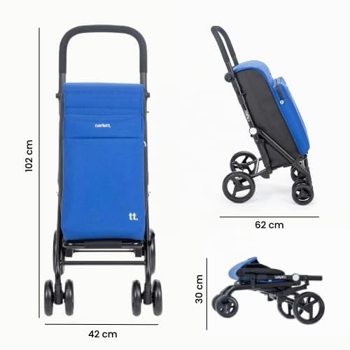 CARLETT | Einkaufstrolley mit 4 Rädern | Lett430 URBAN Duo | Zusammenklappbarer Einkaufswagen mit gr