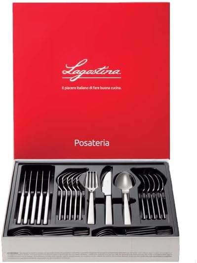 Lagostina Giada Besteck-Set aus Edelstahl 18/10 für 6 Personen, 24 Teile, Besteckset mit 6 Gabeln, 6