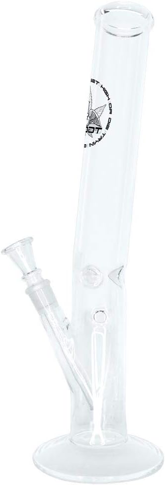 GHODT Bong aus Glas 40cm 50mm Durchmesser - 18.8 Chillum - Glasbong leicht abgewinkelt - grosser Sta
