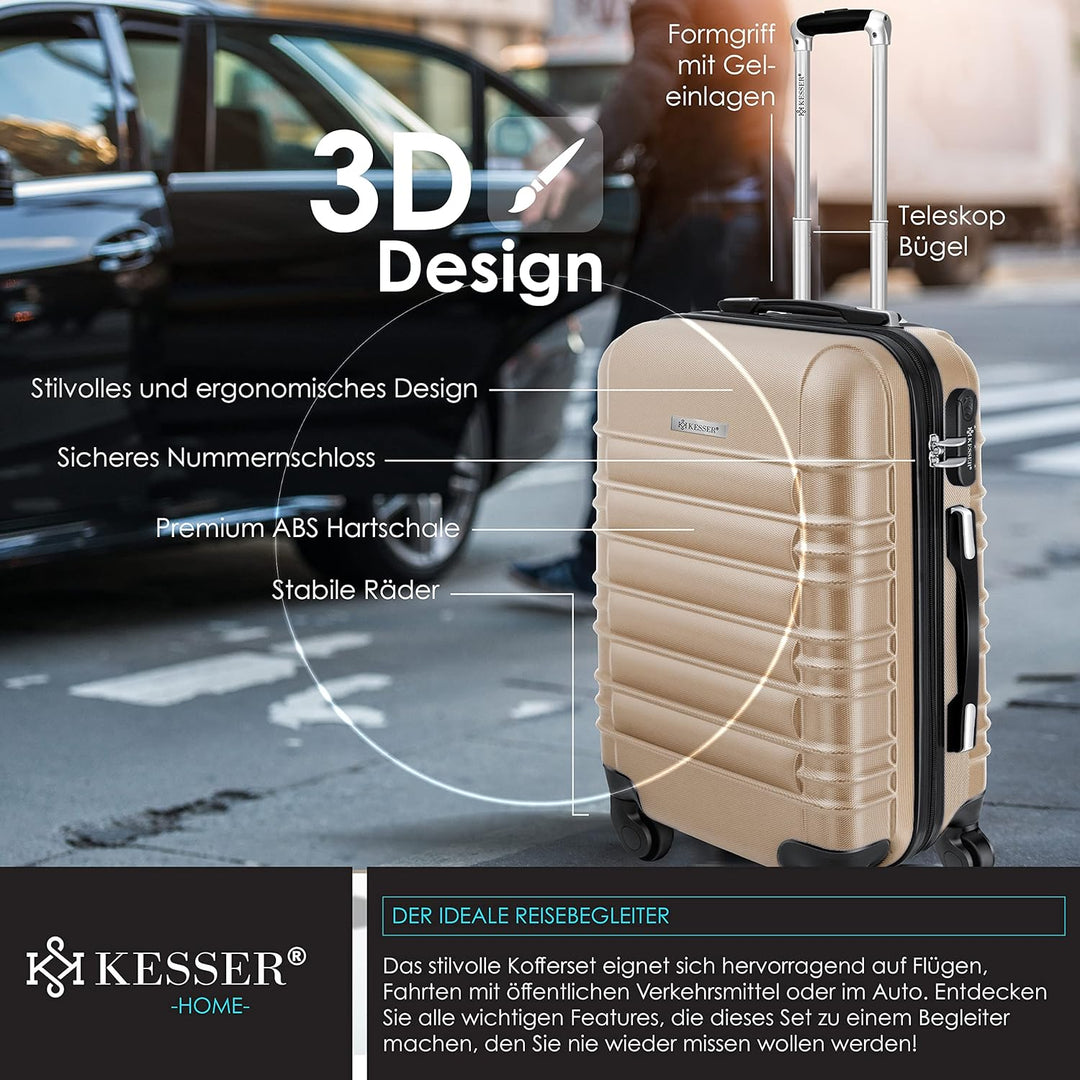 KESSER® 3tlg. Hartschalenkofferset Hard Shell Basic Hartschalenkoffer Trolley Koffer Reisekoffer Rei