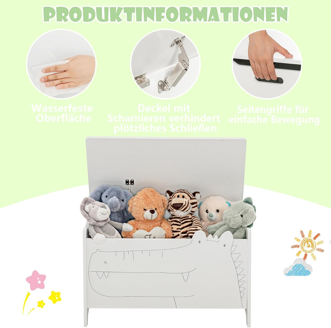 COSTWAY Spielzeugtruhe aus Holz, 2 in 1 Spielzeugschrank und Sitzbank, Spielzeugkiste 60 x 33 x 37,5